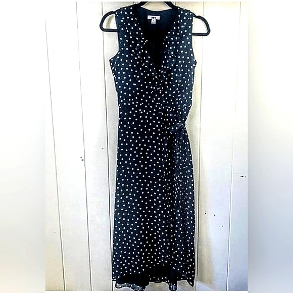 NWT Bar III Assymetrical Black Polka Dot Wrap Dress
